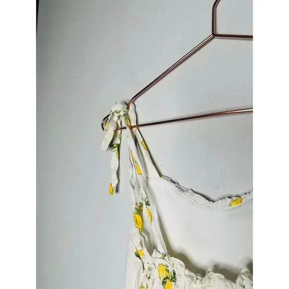 SLATE & WILLOW Yellow White Lemon Print Sweetheart Neckline Midi Dress Size XS - Picture 9 of 12